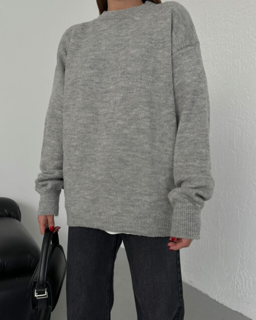 Fluffy sweater -Light Gray - Image 2