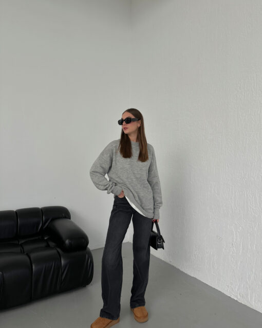 Fluffy sweater -Light Gray - Image 3